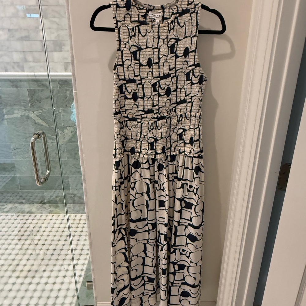 Apiece Apart Navy and Ivory Abstract Sleeveless Jumpsuit